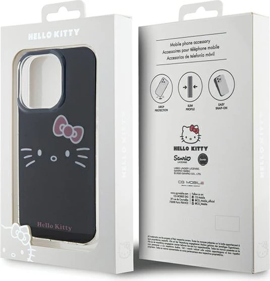 Zaščitni ovitek IML Kitty Face z motivom Hello Kitty za iPhone 15 Pro Max, črn