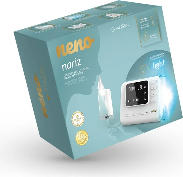 Nosni sesalnik brezžični Neno NARIZ, bel, 3 nastavki