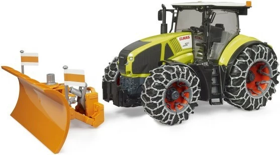 Igrača traktor z nastavljivim snežnim plugom Claas Axion 950, 1:16, zelen/oranž/črn