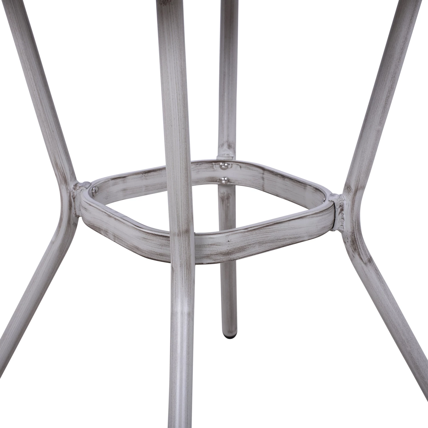 Aluminijasta miza 70X70X76 bambusov videz FH5568.01 bela patina s steklom