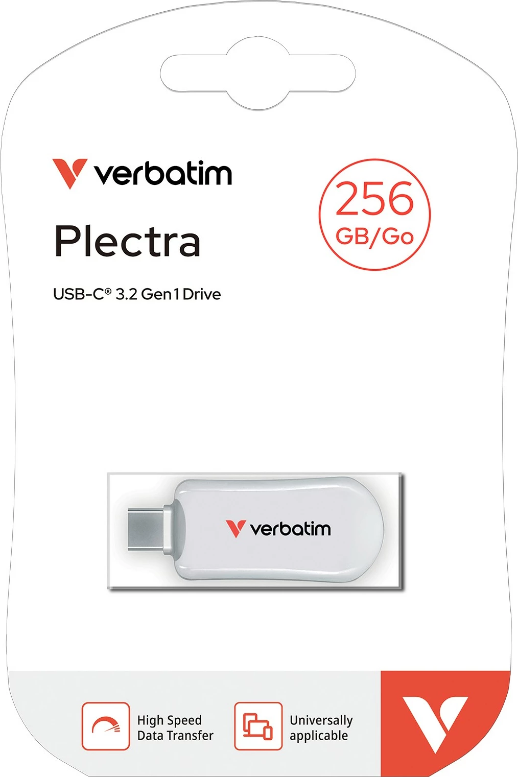 USB 256 GB, USB Type-C, 3.2 Gen 1, bel — Verbatim Plectra