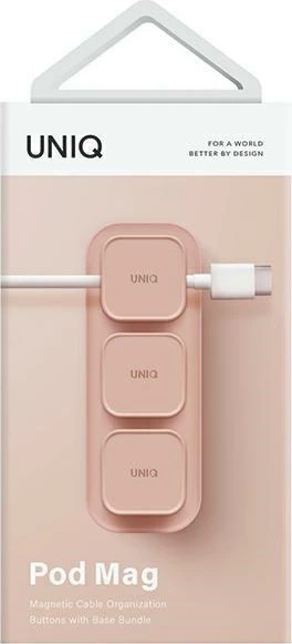 Magnetni organizator kablov z osnovo, 3 kosa, roza UNIQ Pod Mag