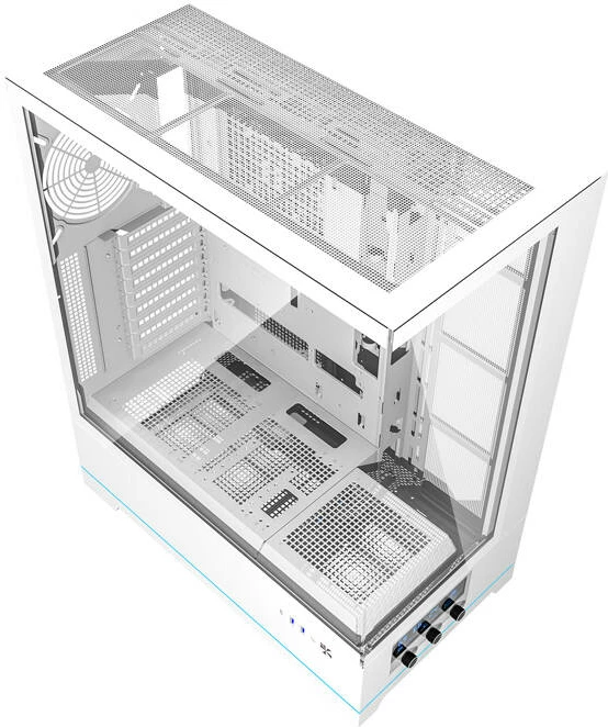 Računalniško ohišje Big Tower, brez ventilatorjev, ATX, kaljeno steklo, belo, Darkflash DY451L