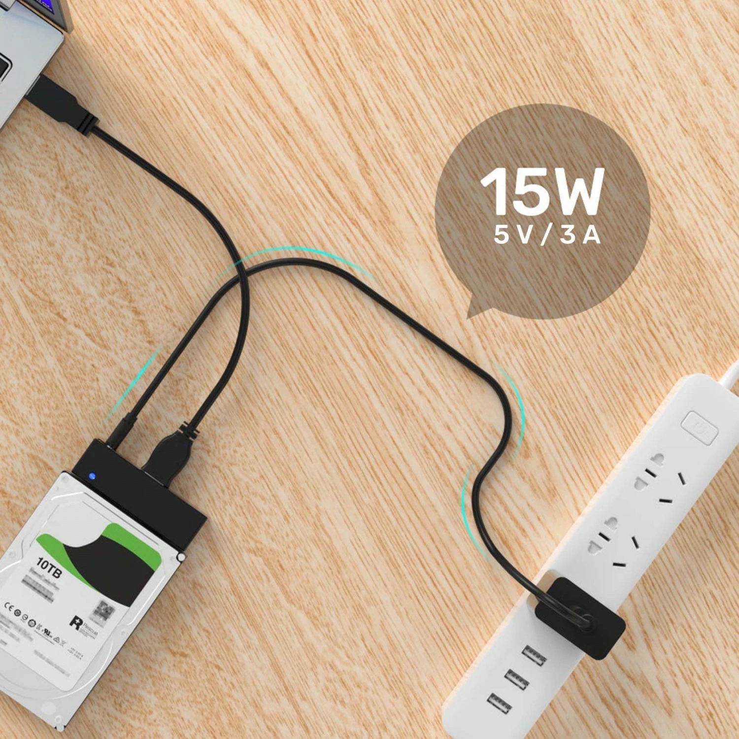 Napajalni kabel USB - DC 3,5/1,35 mm, 100 cm, črno Unitek