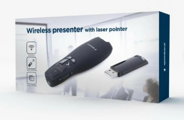Brezžični predstavljalnik z laserjem Gembird WP-L-12, črn