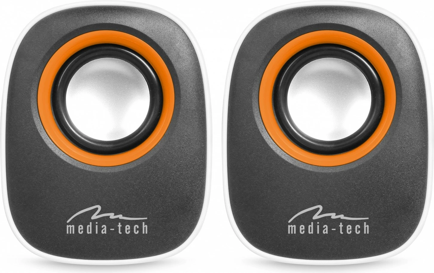 Stereo zvočniki, Media-Tech MT3137W, 6 W, 3,5 mm, USB, črno-oranžno-beli