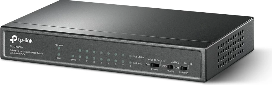 Profesionalni switch z 8 PoE+ priključki, 10/100 Mbps, črn TP-Link