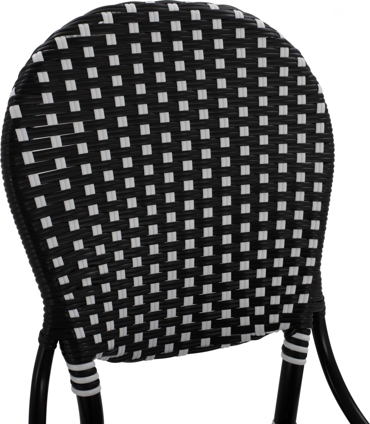 Aluminijasti stol bambus videza s pletenjem črno belo FH5792.02 46x60x96 cm