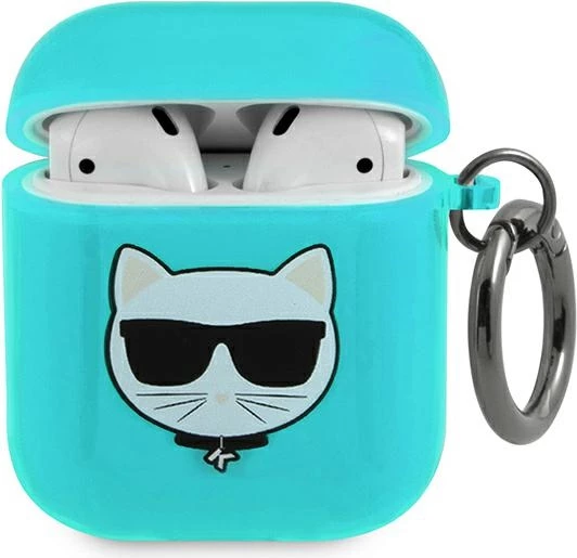Ohišje Choupette Head Karl Lagerfeld za AirPods 1/2, modro