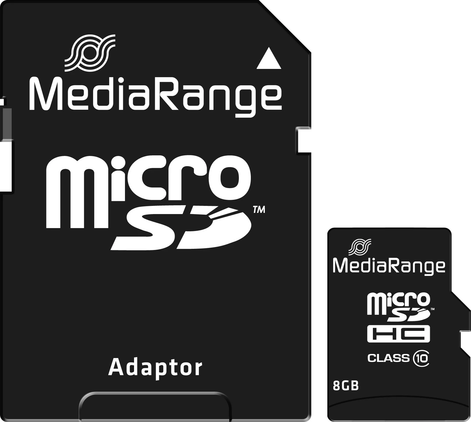 MicroSDHC kartica MediaRange 8 GB, Class 10, z adapterjem, črna