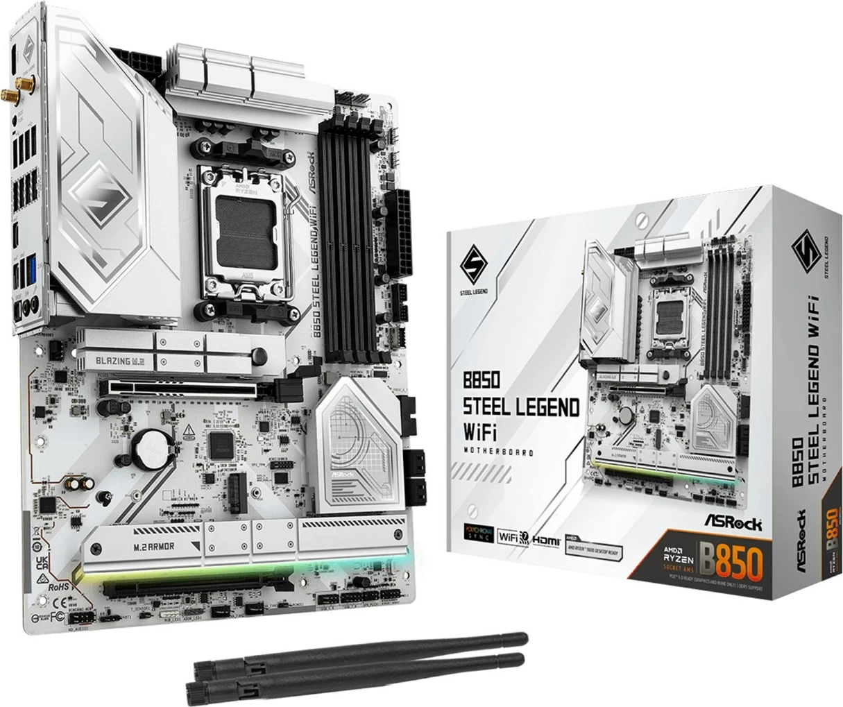 Matična plošča Asrock B850 Steel Legend WiFi, Socket AM5, ATX, bela