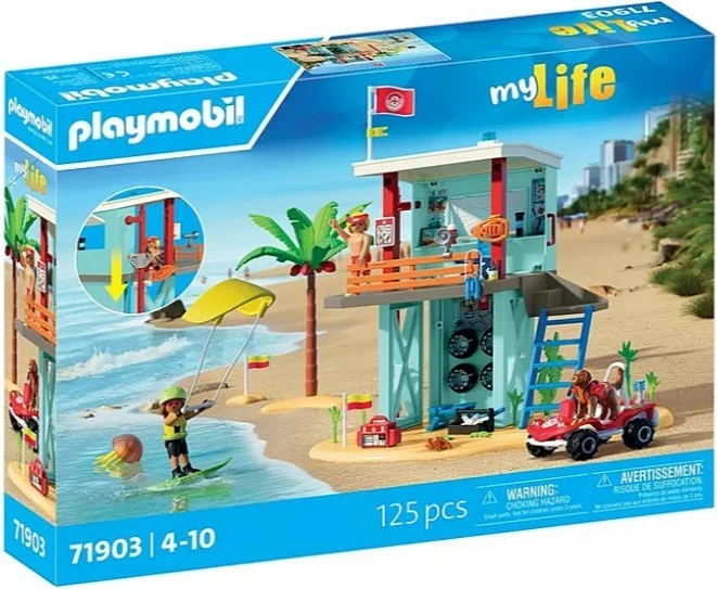 Kula za reševanje in plažni buggy Playmobil My Life 71903, 125 kosov