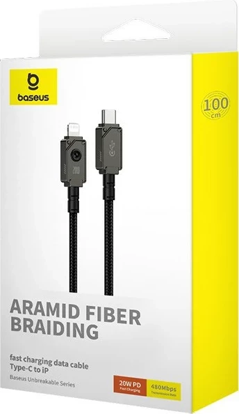 Kabel Unbreakable USB C na iP, 1 m, 20 W, črn - Baseus