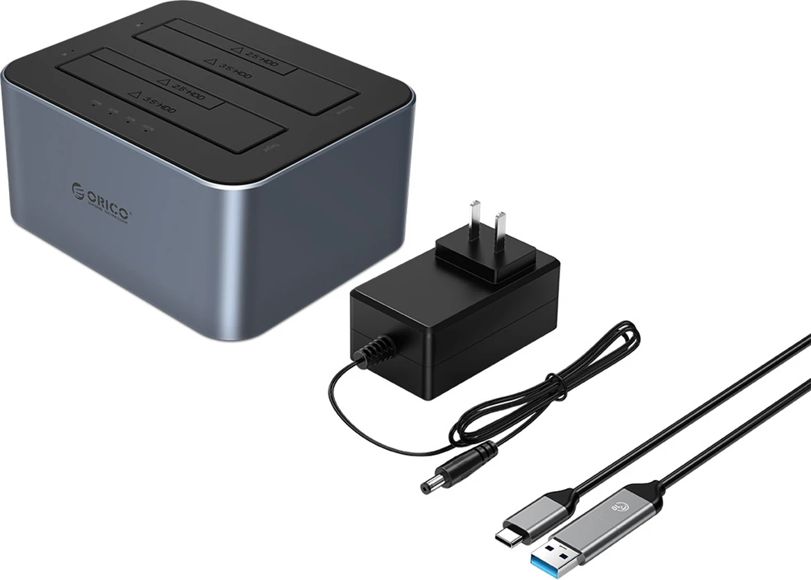 Postaja za dokiranje za 2 trda diska, kloniranje brez računalnika, USB-C, siva Orico 6626C3-C-V1