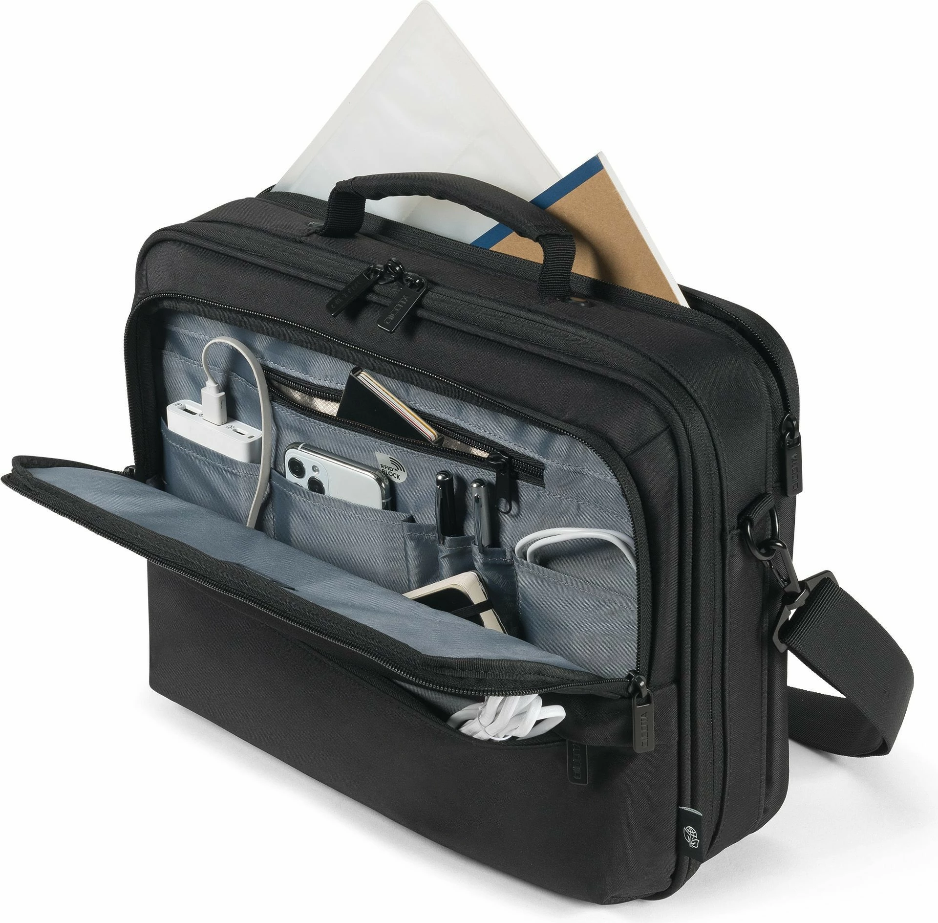 Torba za prenosnik, 17,3", DICOTA D32031-RPET, črna, z naramnico