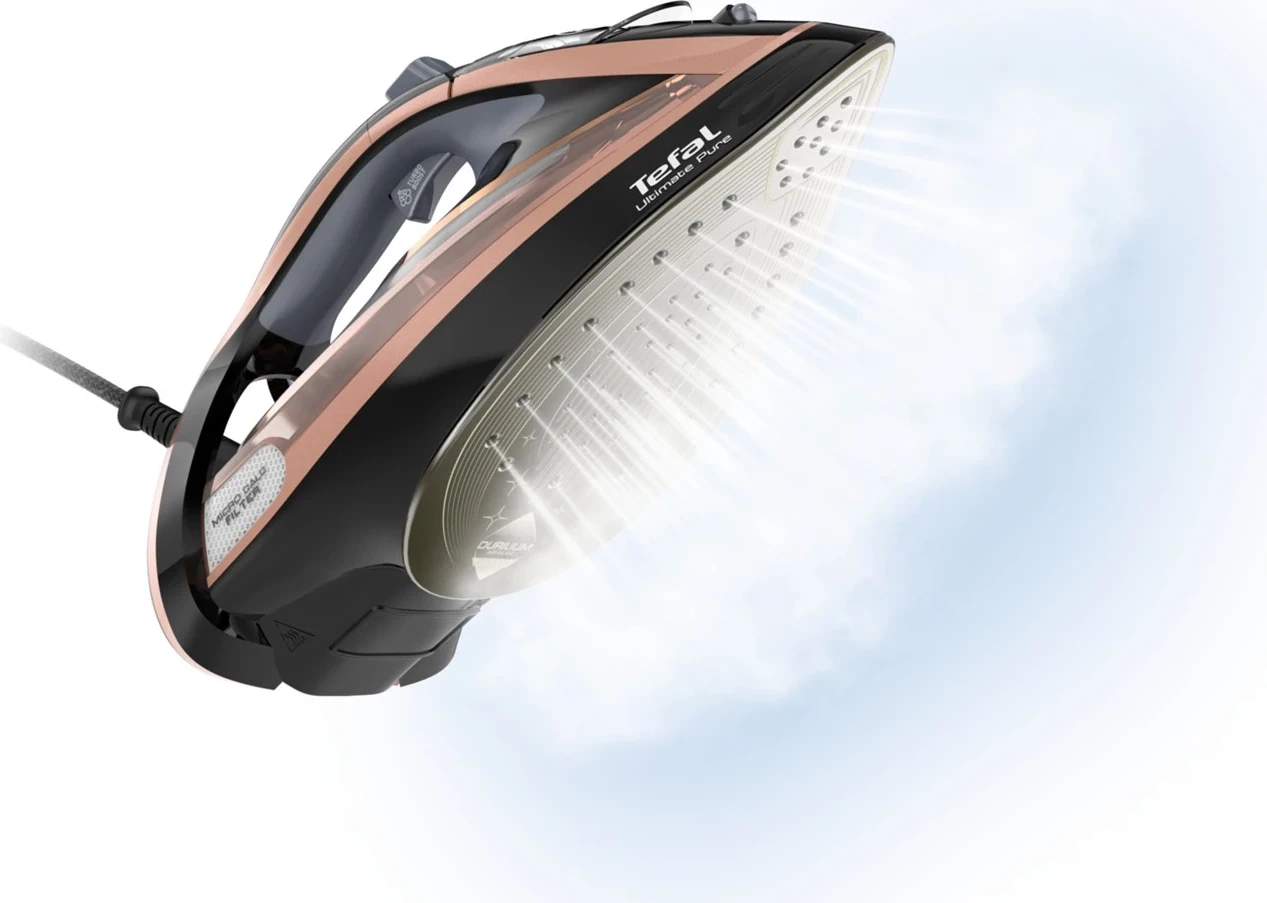 Paraheklanje z močno paro, Tefal Ultimate Pure FV9845, 3200 W, črno/bronasto