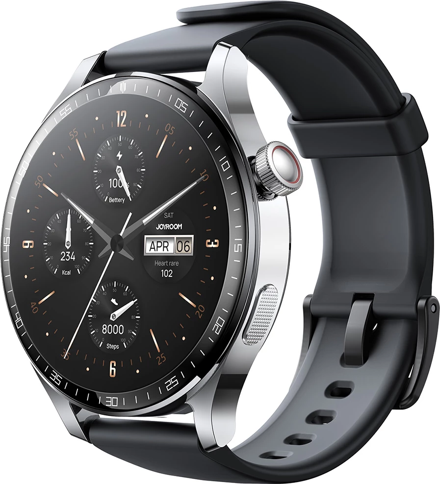 Pametna ura Joyroom JR-FC2 Pro, 1,46", Bluetooth, 350 mAh, srebrna, z usnjenim in silikonskim paščkom