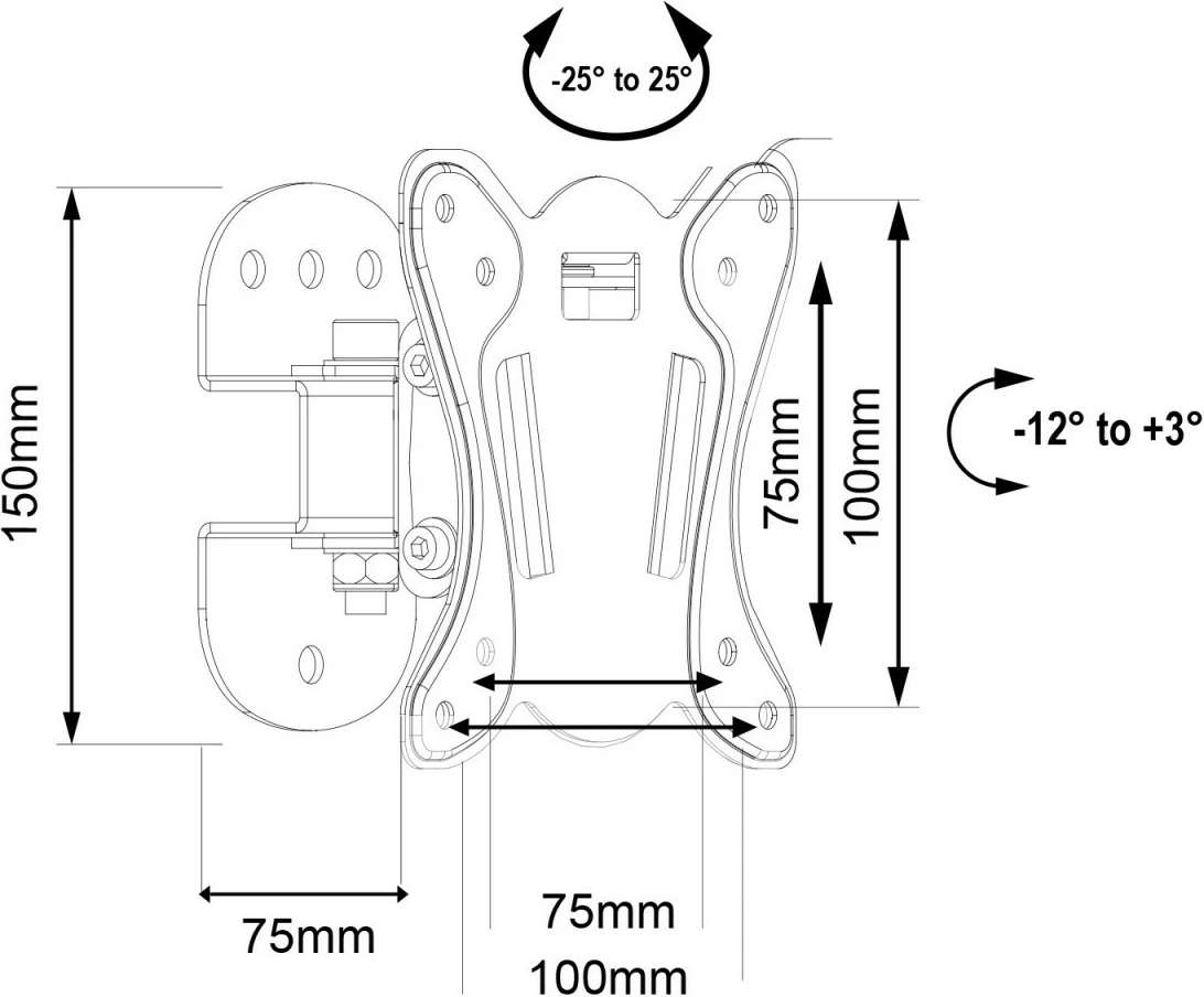 Stenski nosilec za TV/monitor 13-32 in, 30 kg Maclean MC-415, VESA 75x75/100x100, črn