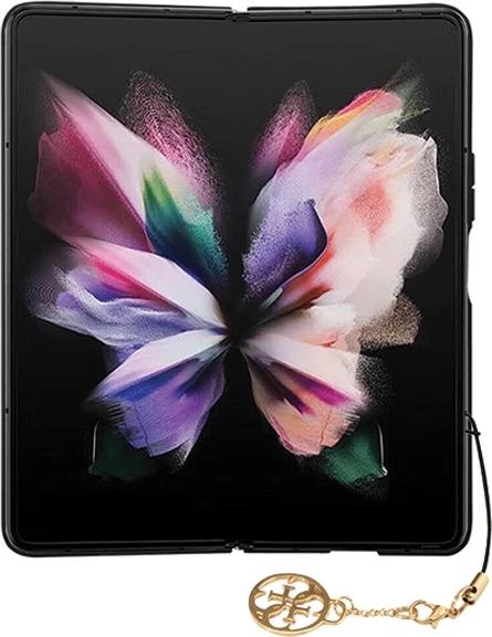 Elegantna zaščitna prevleka za Samsung Galaxy Z Fold5, Guess GUHCZFD5GF4GGR F946, s 4G obeskom, siva