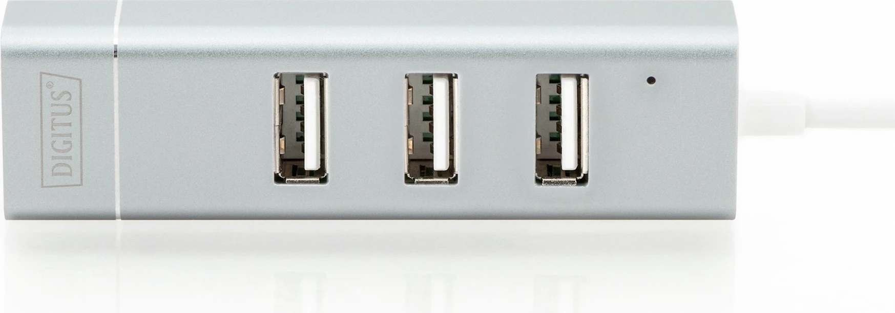 USB razširitveni hub, 3 vrata, Ethernet, alumin - Digitus