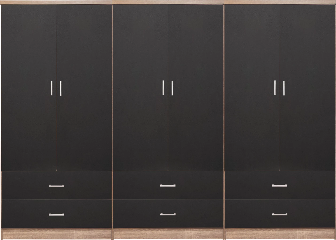 Garderobna omara REINA 6-listna s 6 predali FH21060.03 melamin v sivo-sonama barvi 240x42x181H cm