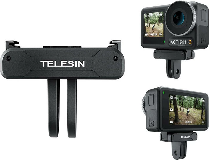 Magnetni adapter z dvema zatičema za akcijske kamere, Telesin OA-TPM-T04, za DJI Osmo Action 4/3, črn
