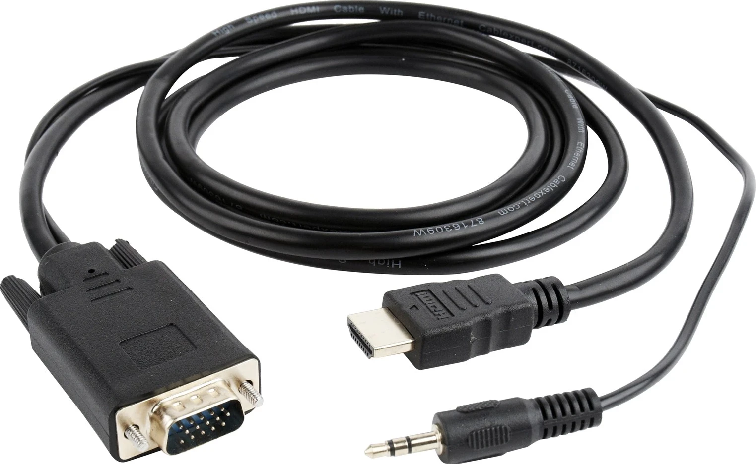 Kabel HDMI–VGA z 3,5 mm, Gembird, črn