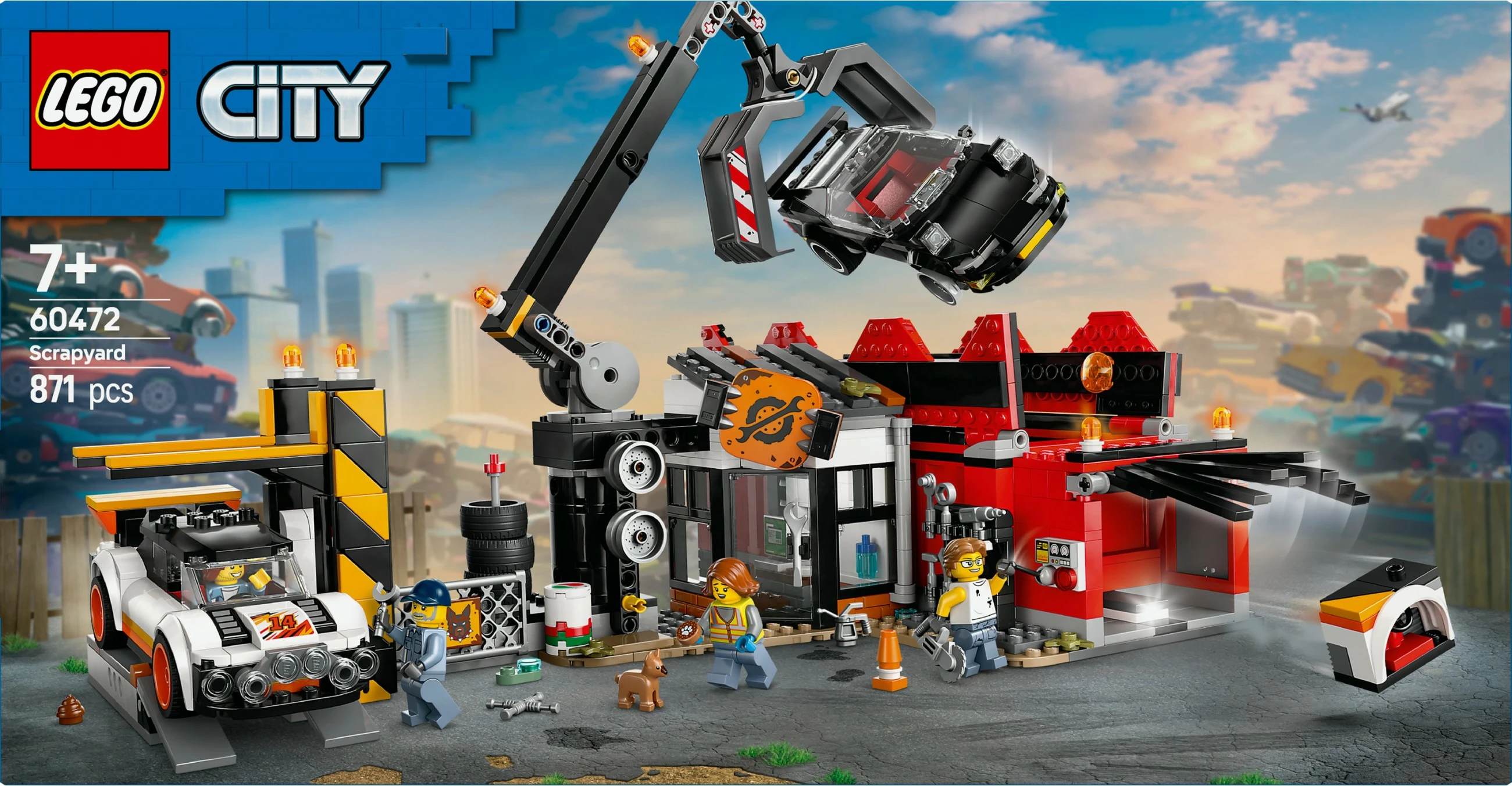 Set za sestavljanje s smetiščem in avtomobili LEGO City 60472, 871 kos, večbarven