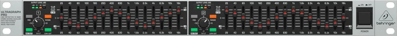 Grafični ekvilajzer 15-pasovni Behringer FBQ1502HD, črn