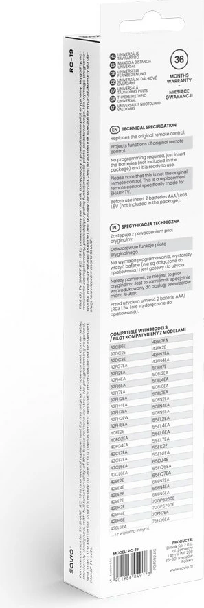 Universalen daljinec Savio RC-19, sive barve