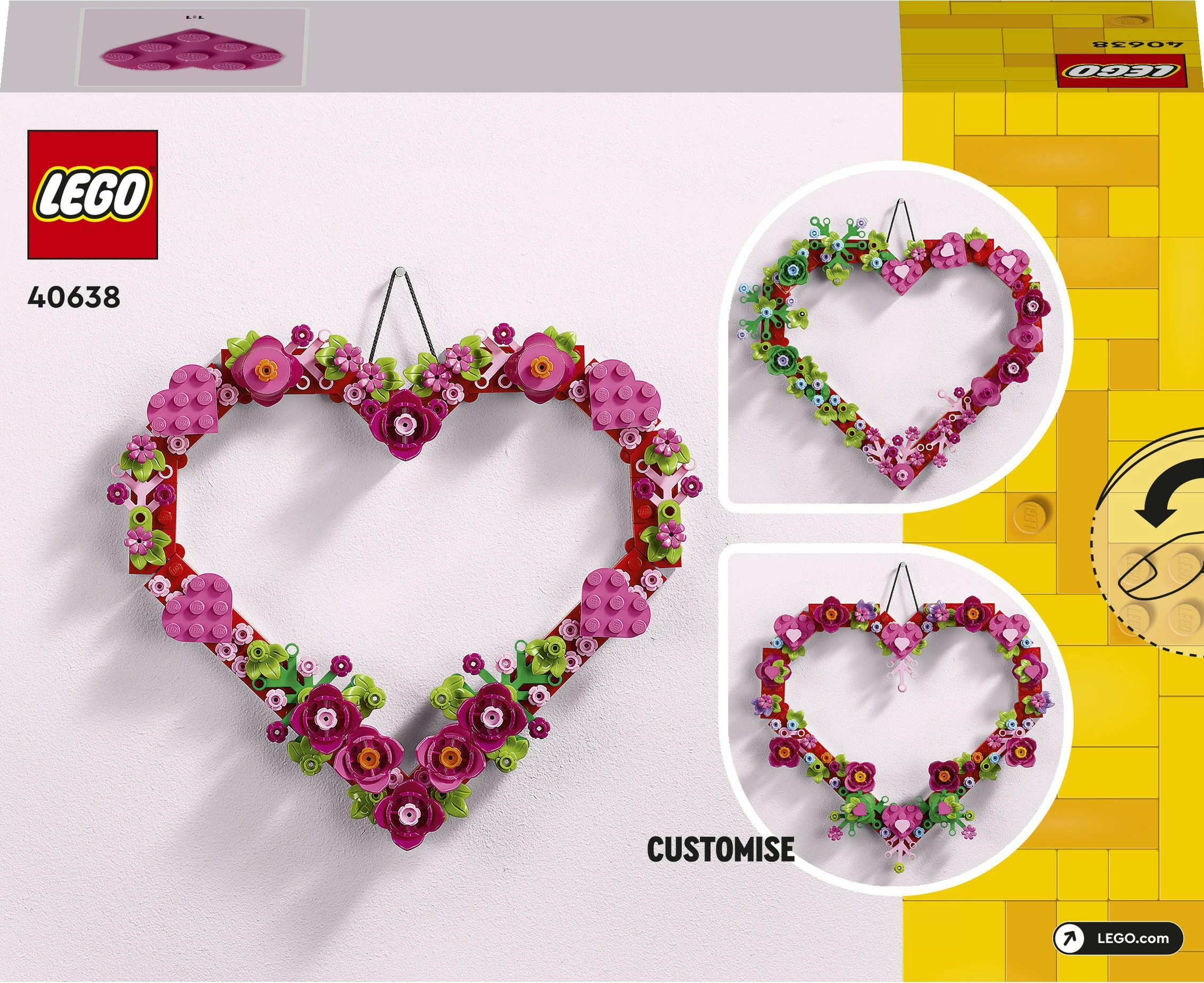 Ornament v obliki srca, set za sestavljanje LEGO, 254 kosov, večbarven