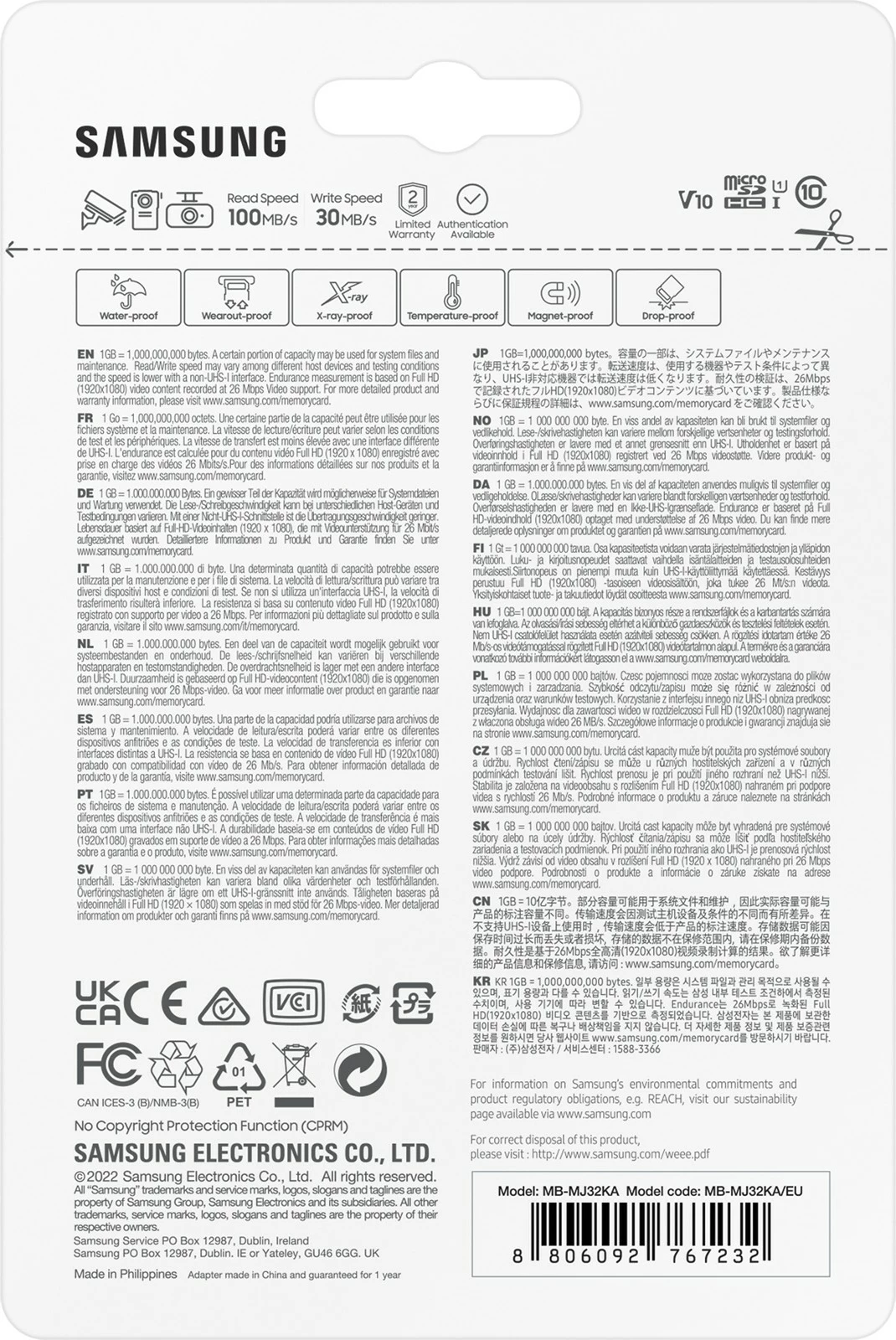 Pomnilniška kartica, 32 GB MicroSDXC Samsung MB-MJ32K, Class 10, UHS-I, bela
