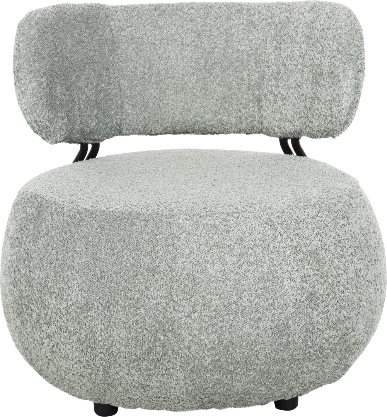 Okrogli lounge stol KARSEN FH9598.05 v pistacija zeleni bouclé tkanini 75x75x75H cm