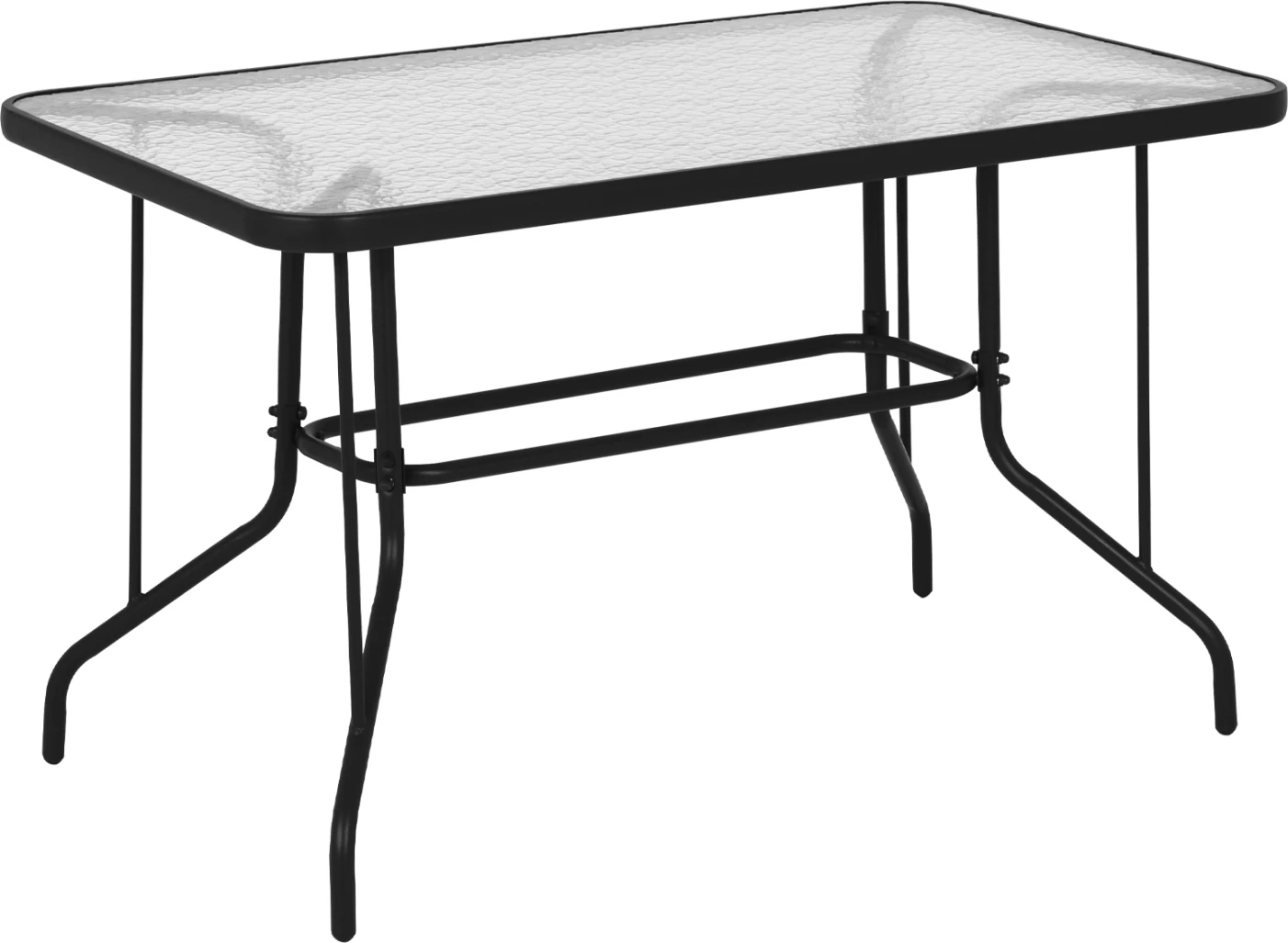 Zunanja kovinska miza ADAM FH5679.01 siva z ojačanim steklenim vrhom 120Χ70Χ71Hcm
