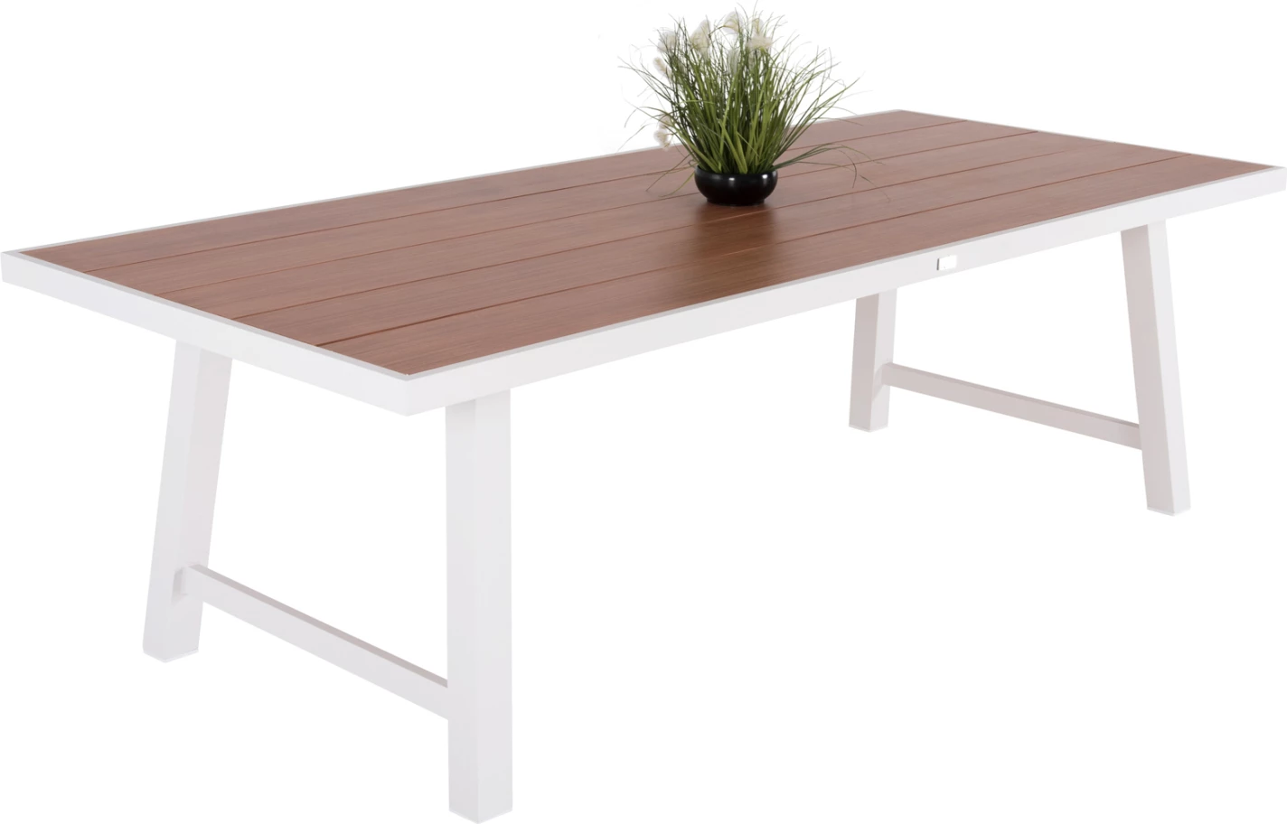 Zunanji aluminijasti miza GOBAR FH6060.01 bela z leseno podobno ploščo 240Χ105Χ75Hcm