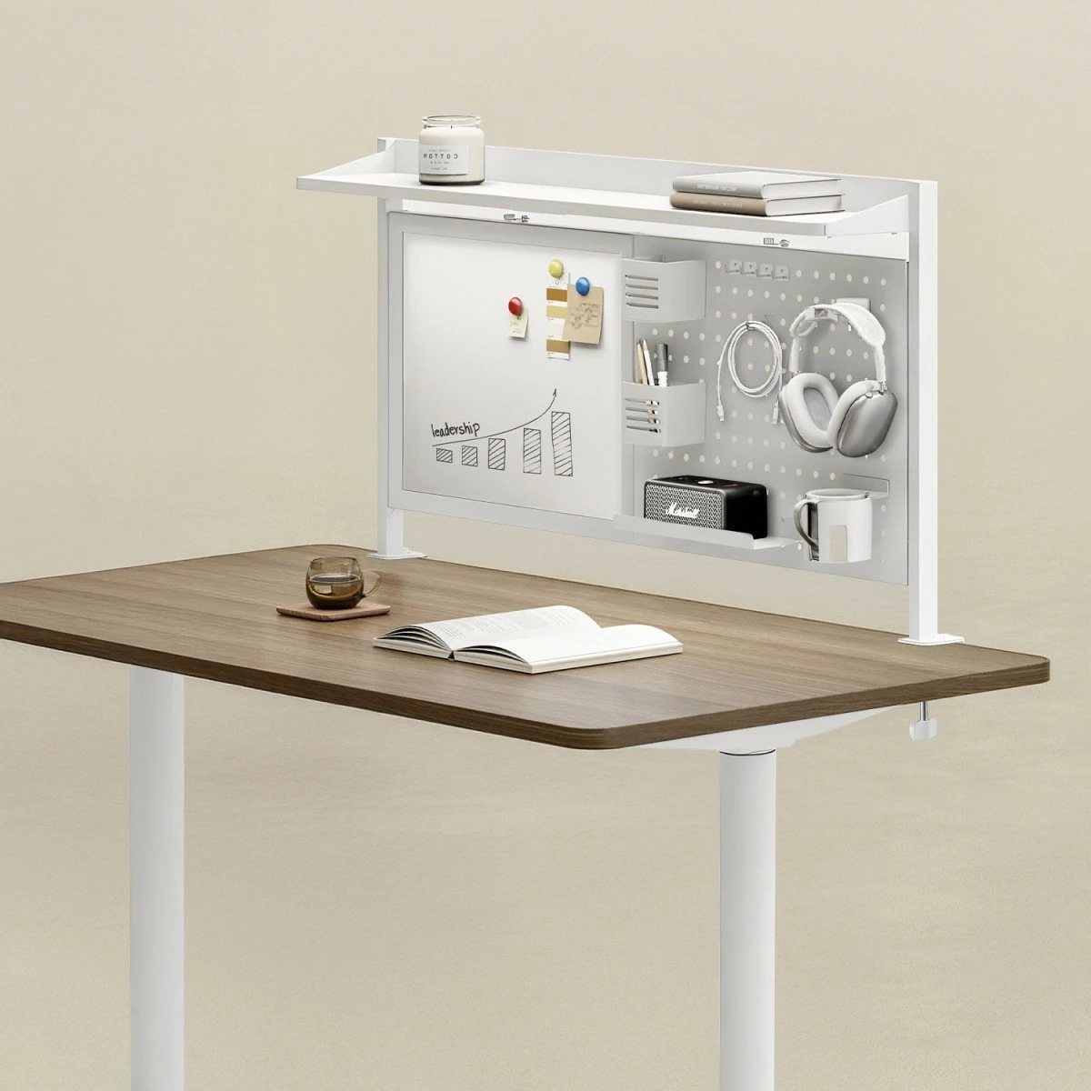 Razdelilec mize z magnetno in perforirano ploščo Ergo Office ER-301W, bel