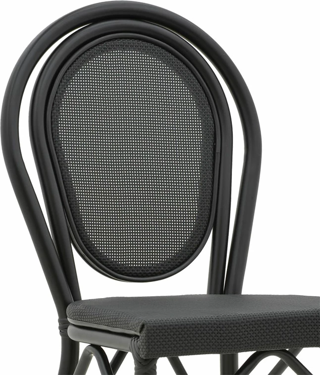 Barski stol iz aluminija, črn, tekstilene, Dezyan 41,5x53,5x116 cm