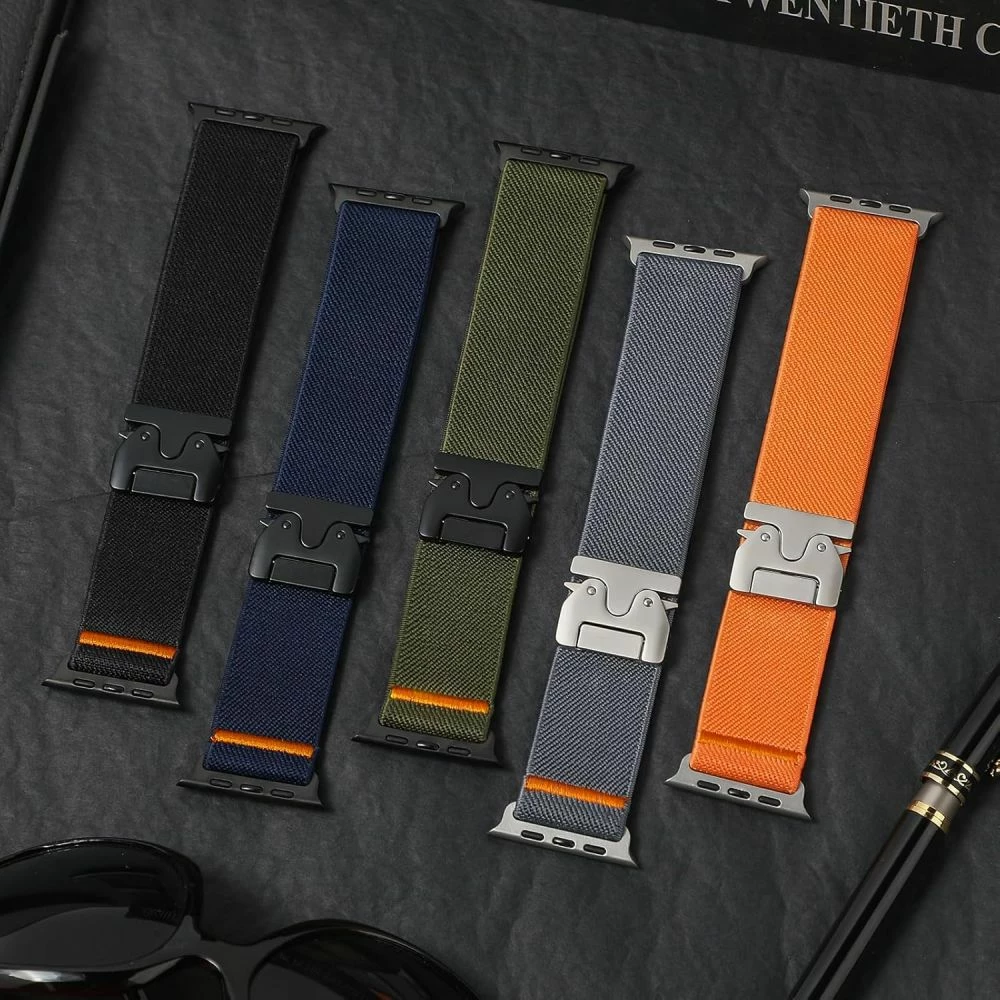 Najlonski pašček za Apple Watch Tech-Protect Nylon Clasp, 44/45/46/49 mm, siv
