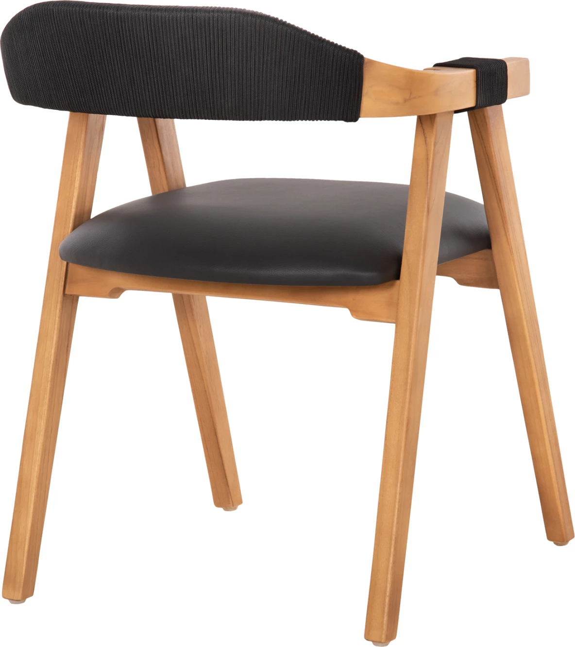 Jedilni naslanjač RIMINI FH9867.02 iz tikovine v naravni-črni vrvi in PU sedežu 60x61x76H cm