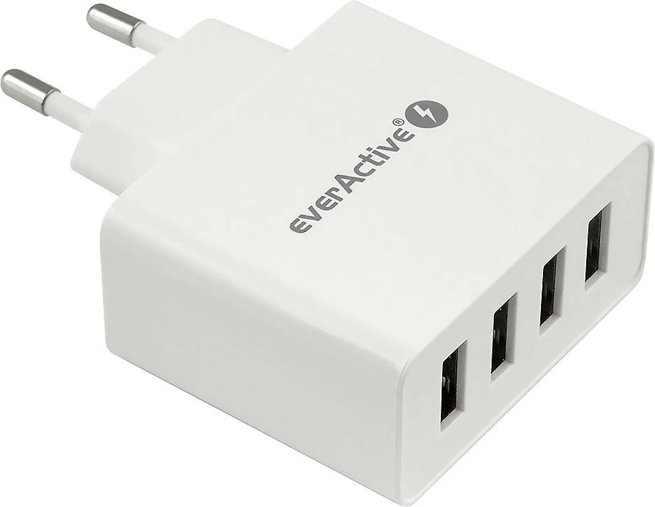 Stenski polnilec 4x USB, 25W 5V/5A, IQ Smart Charging everActive SC-400, bel
