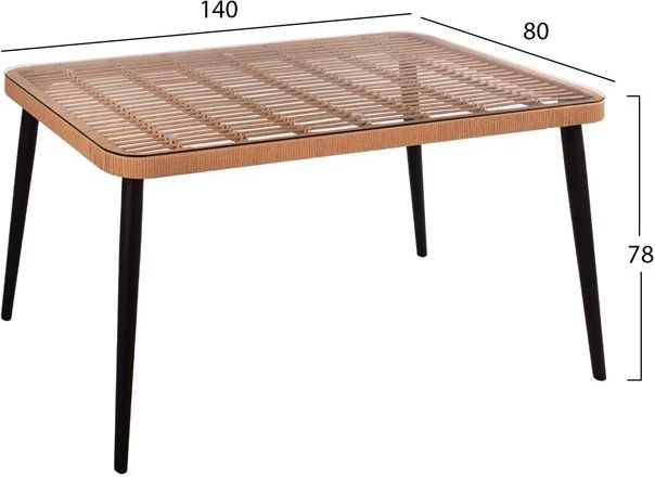 Vrtni komplet miza in stoli, 5-delni, bež/črn Allegra Wicker FH10508