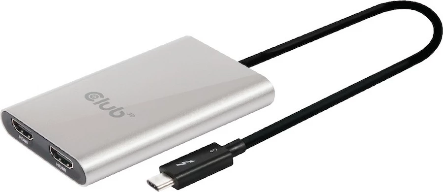 Adapter Thunderbolt 3 na 2x HDMI Club3D, 4K@60Hz, srebrn