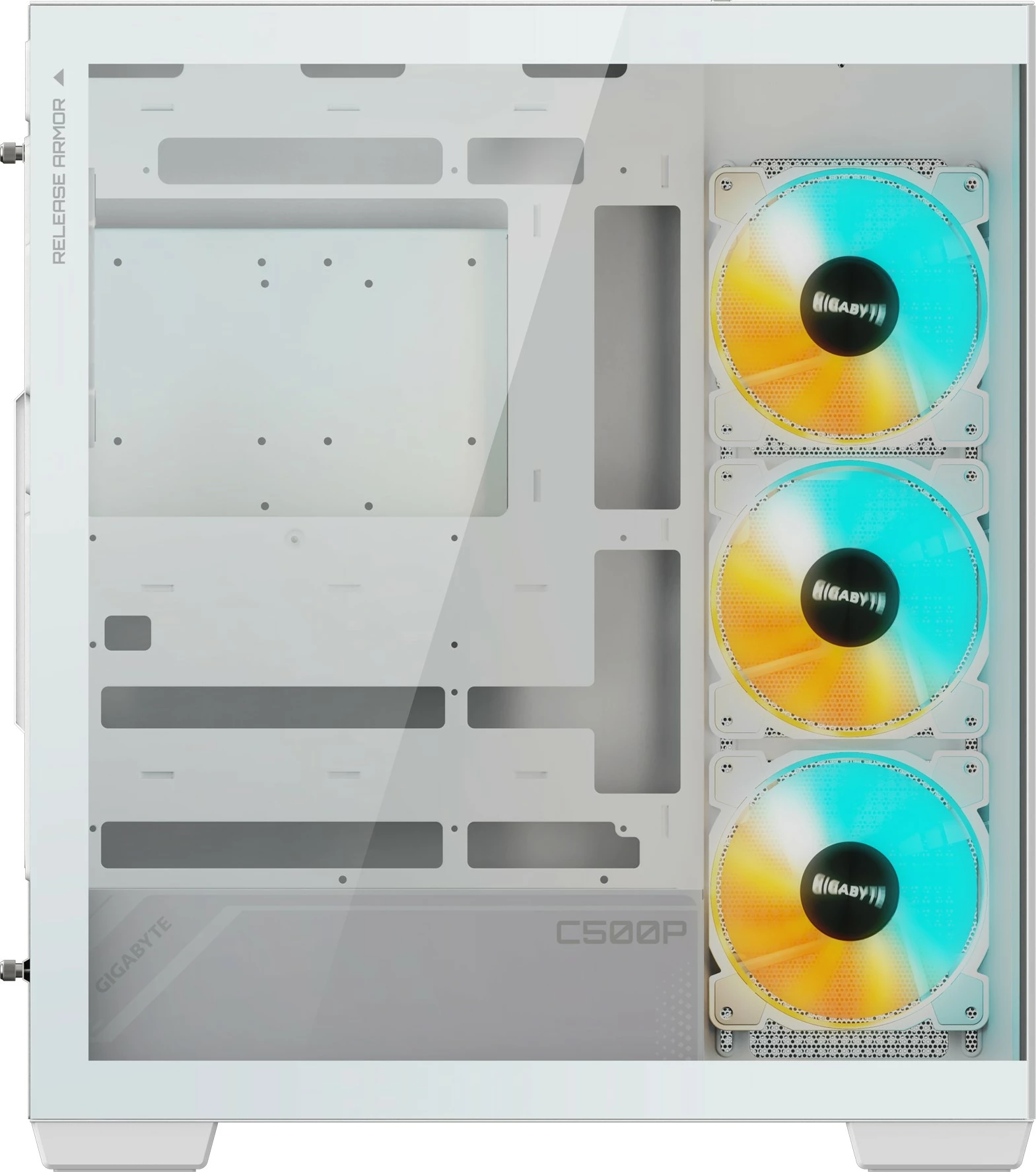 Midi Tower kaša s panoramskim steklom Gigabyte C500 Panoramic Stealth, PC, ATX, Mini-ATX, Mini-ITX, bela