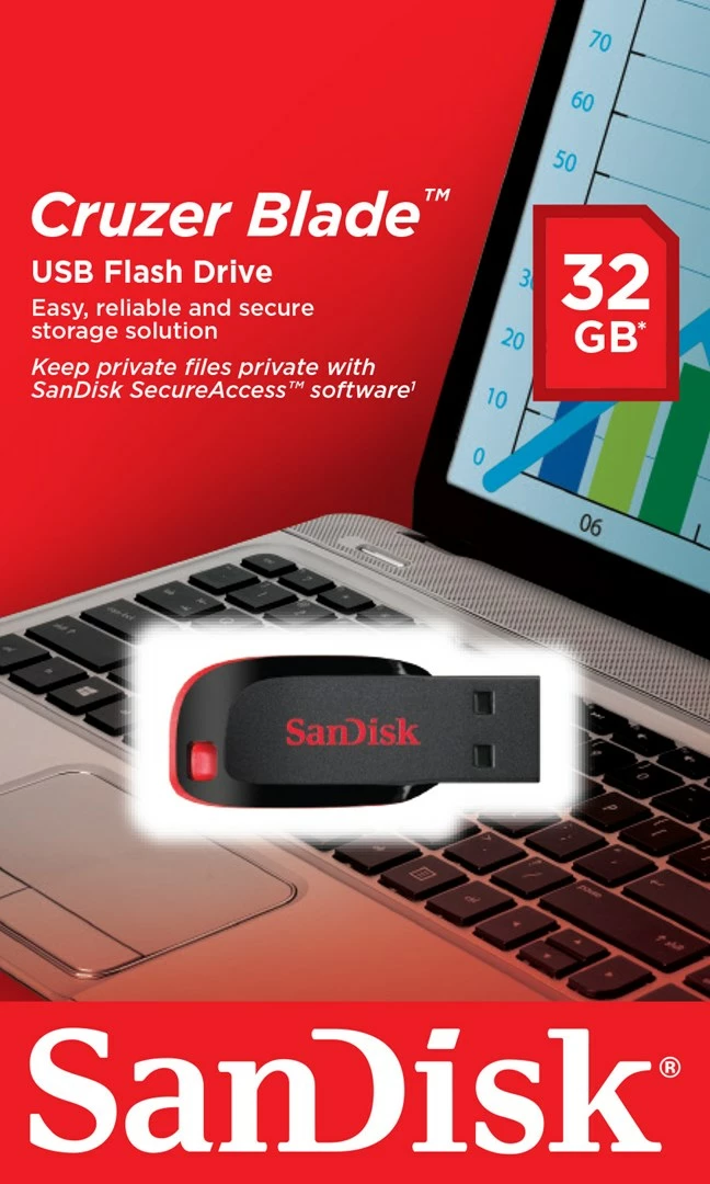 USB 32 GB, črno-rdeč SanDisk Cruzer Blade