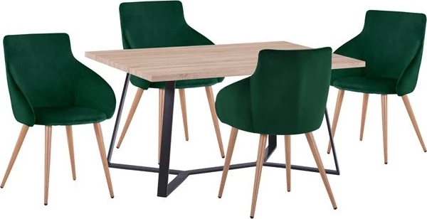 Set jedilne mize FH11182 5 kosov miza Aldwin MDF in stoli Ivy Cypress Velvet