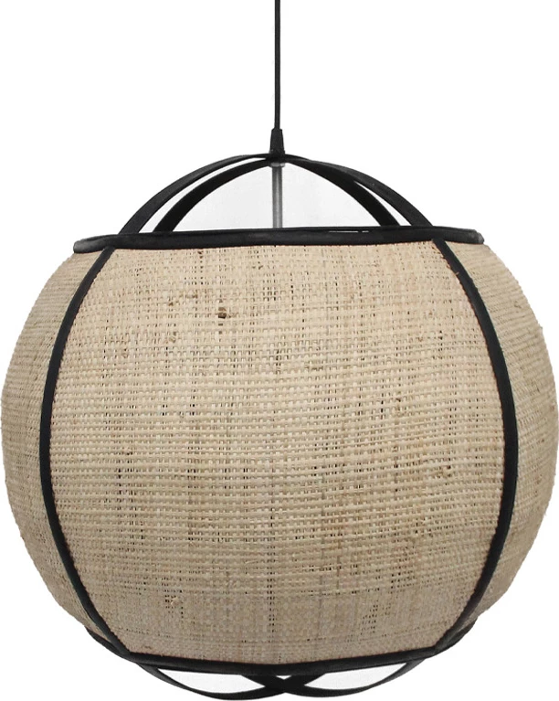 Dekorativna stropna svetilka, naravna vrv, bambus, črna, 52x52x50 cm Nubia