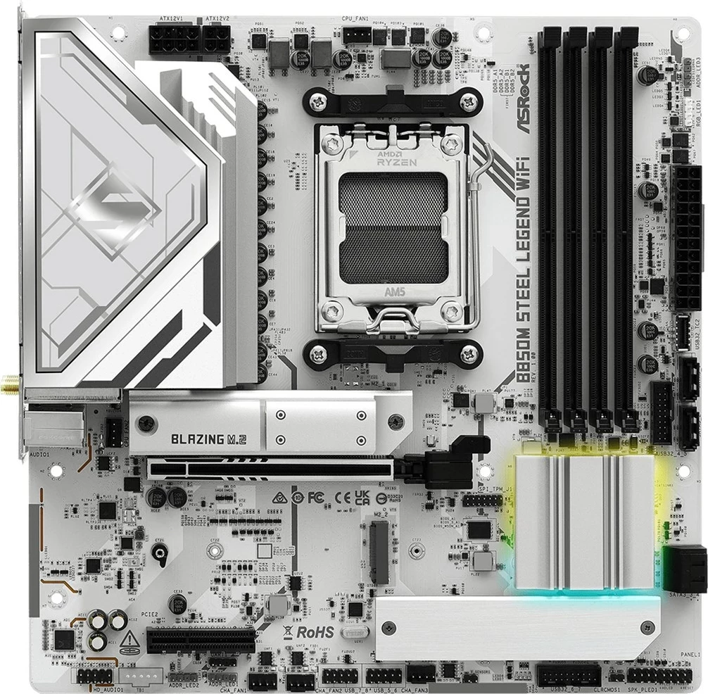 Matična plošča Asrock B850M Steel Legend WiFi, Socket AM5, micro ATX, bela