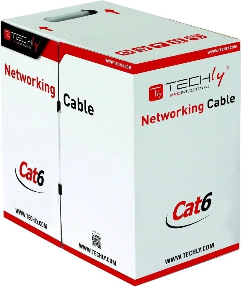 Omrežni kabel Cat6 U/UTP (UTP), Techly, 305 m, siv