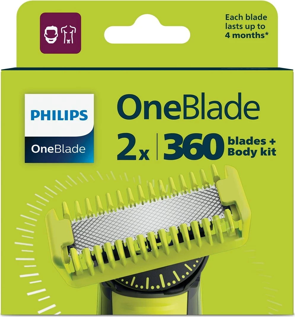 Zamenjalno rezilo za Philips OneBlade QP624/50, 2 kosa