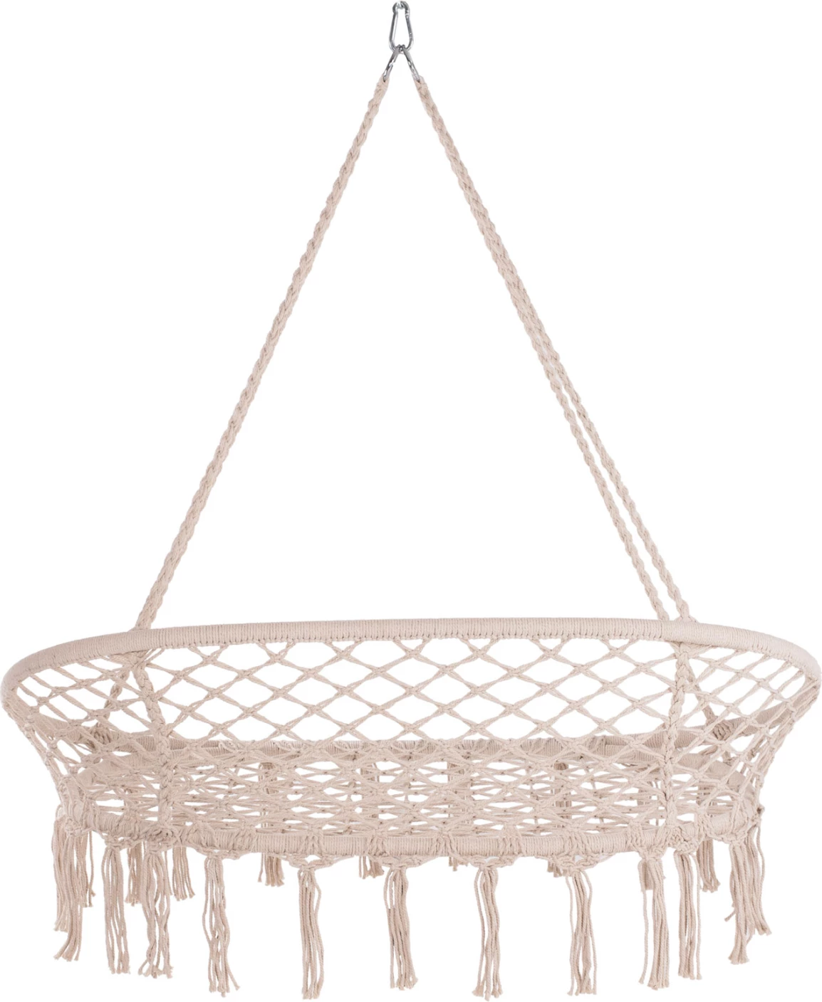 Viseče gnezdo FH5769 za 2 osebi iz makrame vrvi v bež barvi 130x67x120-140H cm.